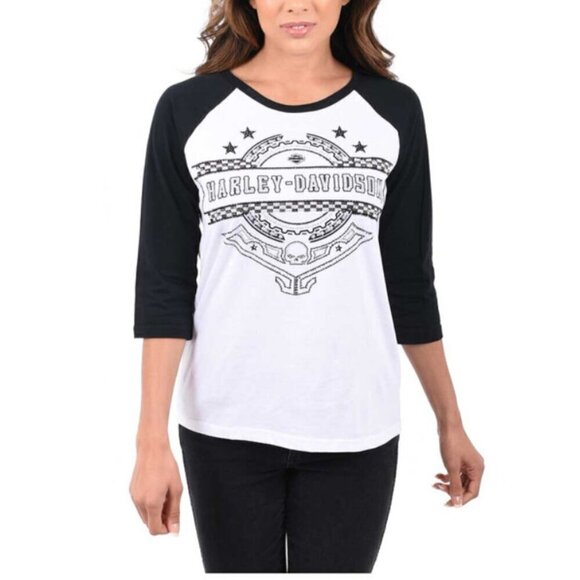 Harley-Davidson Tops - Harley-Davidson® Women's Bling Thunder Dome 3/4 Raglan Sleeve Scoop Neck Top XL